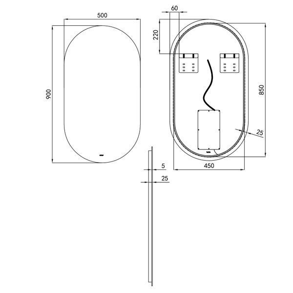 Дзеркало Qtap Scorpio 500х900 з LED-підсвічуванням, QT14783001W SD00049539 фото