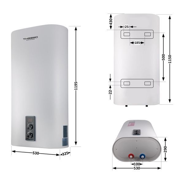 Водонагреватель электрический Thermo Alliance 100 л плоский вертикальный, сухой ТЭН 2 кВт (0,8+1,2) DT100V20G(PD)-D/2 SD00046734 фото