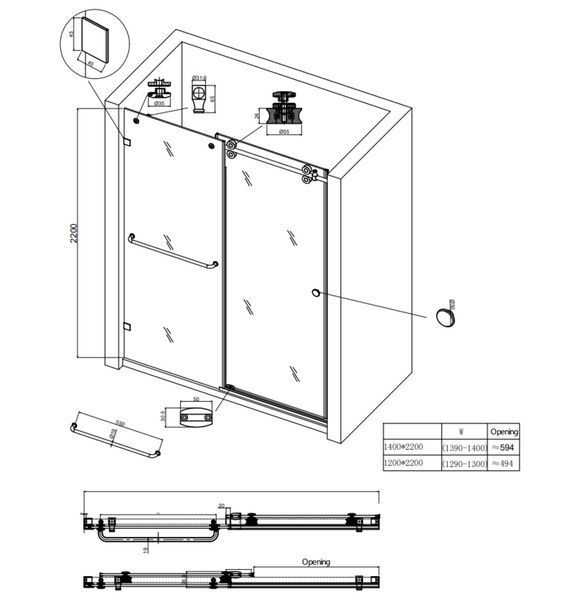 Дверь в нишу Koer SR SD06 120x220 см, раздвижная, стекло 8мм Easy Clean, хром (KR5367) KR5367 фото