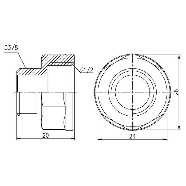 Перехід SD Forte 1/2"х3/8" ВЗ SF360159 SD00002615 фото