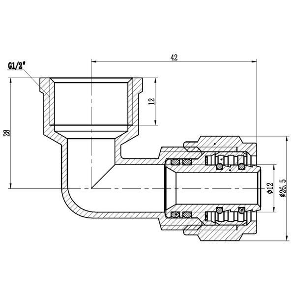 Кут обтискний SD Forte 16х1/2" ВР SF174W1615 SD00022052 фото