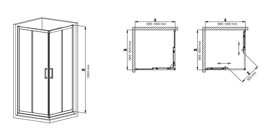 Душевая кабина без поддона Mixxus Premium DIVERSE SC02 90x90 Black, стекло 5мм (MI6862) MI6862 фото