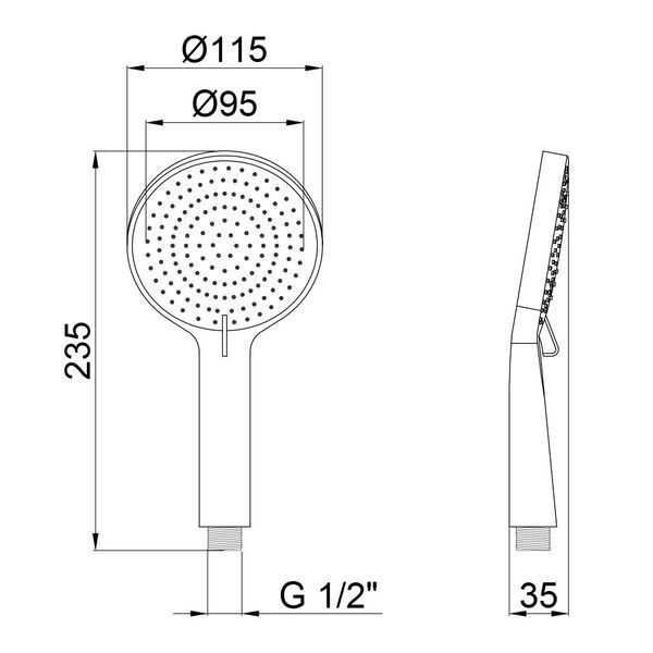 Лейка для ручного душа Qtap Rucni 115 мм круглая QTRUCA116O3PCW Chrome, 3 режима, ABS пластик SD00041901 фото