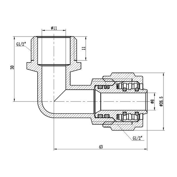 Кут обтискний SD Forte 16х1/2" ЗР SF175W1615 SD00022053 фото