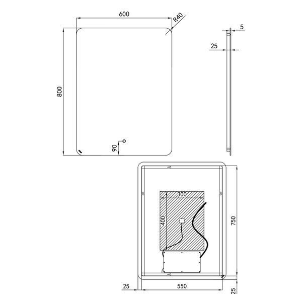 Дзеркало Qtap Scorpio 800х600 з LED-підсвічуванням Touch, з антизапотіванням, з диммером, рег. темп. кольори (3000-6500K) Reverse QT14781003W SD00045736 фото