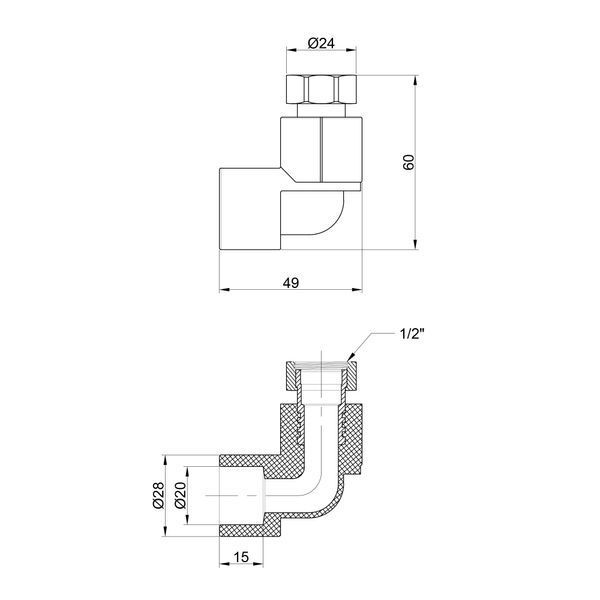 Уголок PPR Thermo Alliance с накидной гайкой 20х1/2" ВР SD00029428 фото