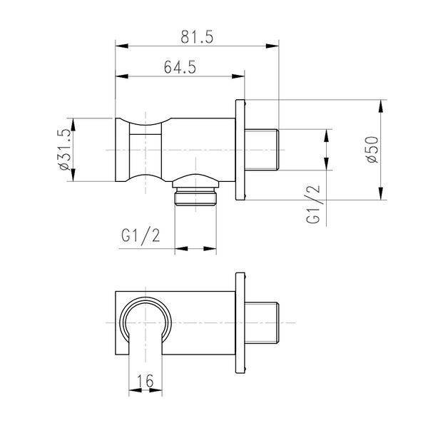 Підключення з тримачем для шланга Qtap Spojeni округле QTCRMBH030 Chrome, латунь, настінний монтаж SD00035718 фото