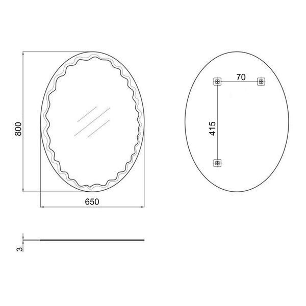 Зеркало Lidz Latwa 650х800 настенное овальное с декором LD78LA6580 для ванной комнаты, крепежи в комплекте SD00052525 фото