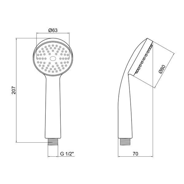 Лійка для ручного душу Lidz Niagara 00 80 мм округла LDNIA00CRM22039 Chrome, діаметр підключення 1/2" SD00028136 фото