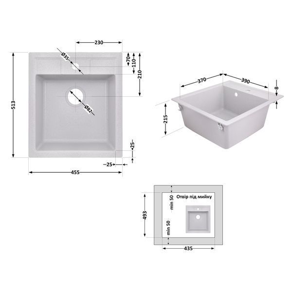 Кухонная мойка Lidz 460х515/200 GRA-09 (LIDZGRA09460515200) SD00042419 фото