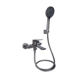Смеситель для ванны Qtap Vlasta New (с душевым гарнитуром) QTVLA259GMB45643 Gunmetal Black PVD, однорычажный SD00051767 фото