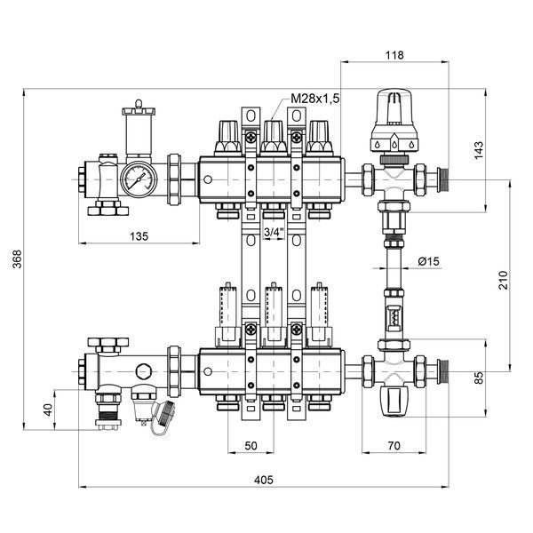 Коллекторная группа Icma 1" 3 выхода, с расходомером №K0111 SD00005138 фото