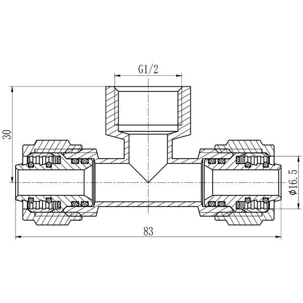 Тройник обжимной SD Forte 16х1/2"х16 ВР SF177W161516 SD00022055 фото
