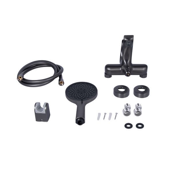 Смеситель для ванны Qtap Vlasta New (с душевым гарнитуром) QTVLA259GMB45643 Gunmetal Black PVD, однорычажный SD00051767 фото