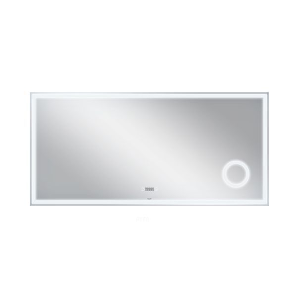 Дзеркало Qtap Stork 1400х700 з LED-підсвічуванням Touch, лінза, цифровий годинник, диммер, рег. яскравості QT1578142270140W SD00045744 фото