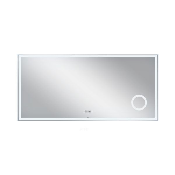 Дзеркало Qtap Stork 1400х700 з LED-підсвічуванням Touch, лінза, цифровий годинник, диммер, рег. яскравості QT1578142270140W SD00045744 фото
