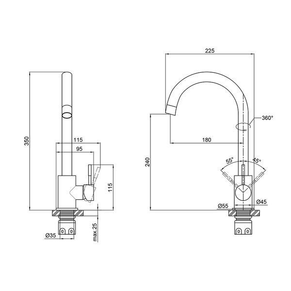 Смеситель для кухни Brinex 20N 007F SD00037097 фото