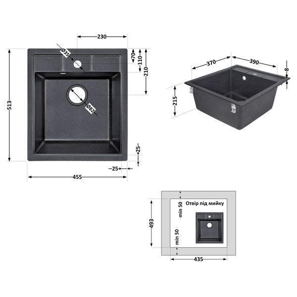 Кухонна мийка Lidz 460х515/200 BLM-14 (LIDZBLM14460515200) SD00042425 фото