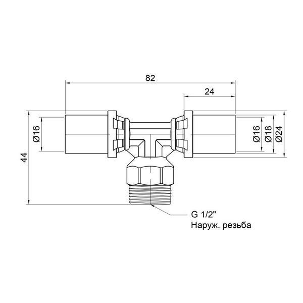Тройник пресс Icma 16х1/2"х16 НР №407 SD00009343 фото