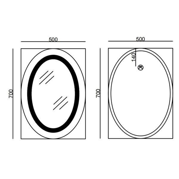 Дзеркало Mixxus Plain MV02-50x70 (годинник, LED-підсвічування, антизапотівка) (MI6010) MI6010 фото