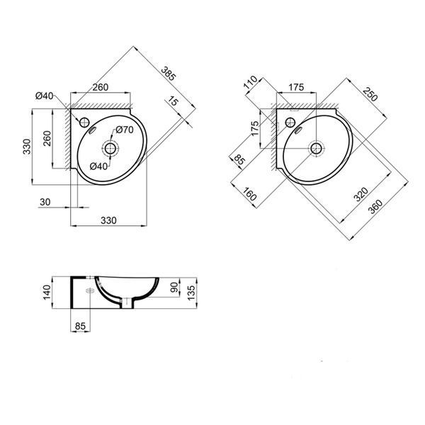 Раковина Qtap Leo 390x365x130 White QT11115010WN SD00052595 фото