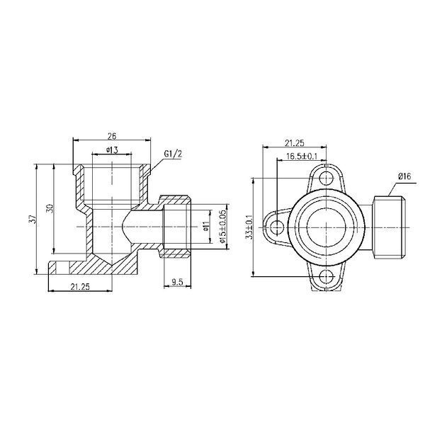 Кут обтискний настінний SD Forte 16х1/2" ВР SF179W1615 SD00025608 фото