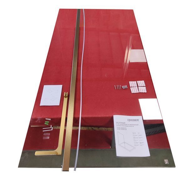 Душова перегородка Koer SR SP02-100x200-TR-12 Walk-In, скло 8мм, матове золото (KR5396) KR5396 фото