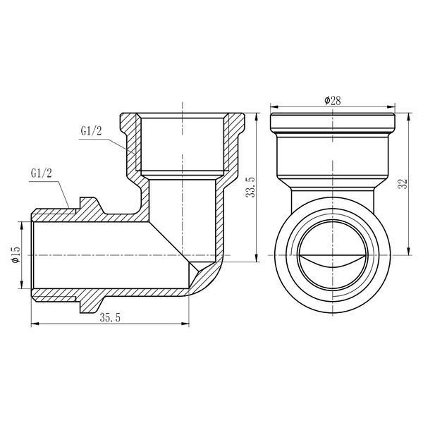 Кут SD Forte 1/2" ВЗ хром SF372H15 SD00002715 фото
