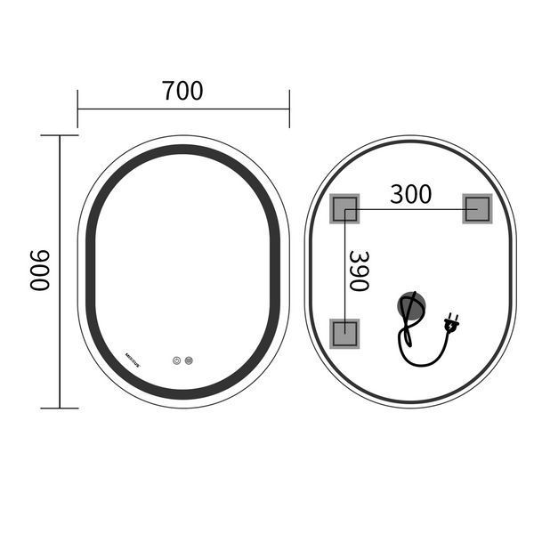 Дзеркало Mixxus Premium ELLIPSE MV05-90x70-REVERSE (LED Touch, Anti-fog, димер (3-6,5kK)) (MP6644) MP6644 фото
