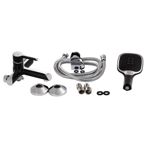Змішувач для ванни Qtap Grand (з душовим гарнітуром) QTGRABCR006 Chrome/Black, латунь, одноважільний SD00039606 фото
