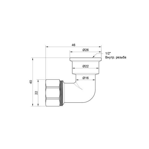 Кут обтискний SD Plus 16х1/2" ВР SD156W1615 SD00002724 фото