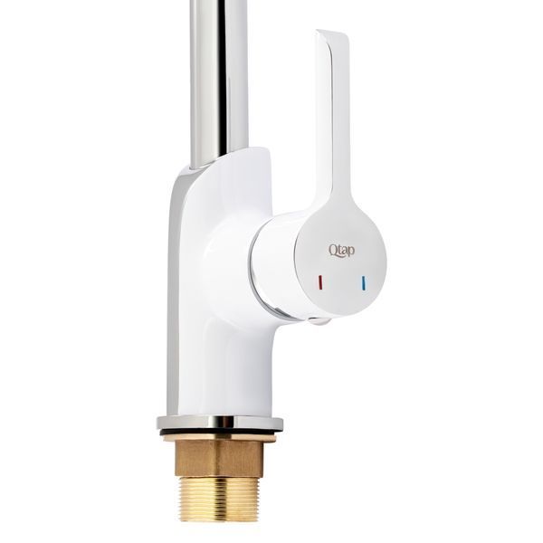 Змішувач для кухні Qtap Grand QTGRAWCR007F Chrome/White, одноважільний, поворотний вилив SD00039613 фото