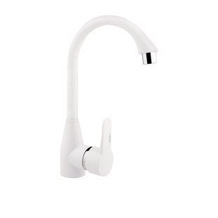 Смеситель для кухни Brinex 35W 007, однорычажный, поворотный излив, белый матовый цвет SD00033038 фото