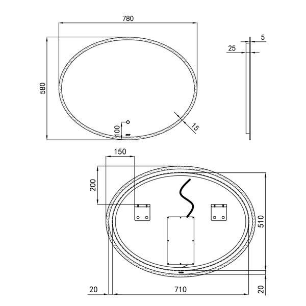 Дзеркало Qtap Virgo 780х580 з LED-підсвічуванням Touch, диммер, рег. SD00045746 фото
