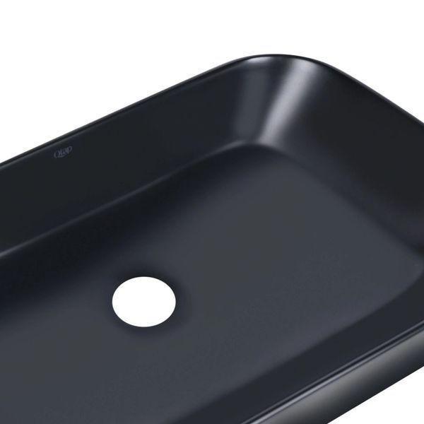 Комплект Qtap Scorpio: Раковина накладная прямоугольная 550х390х120 мм Matt Black + Донный клапан PU03 SD00053422 фото