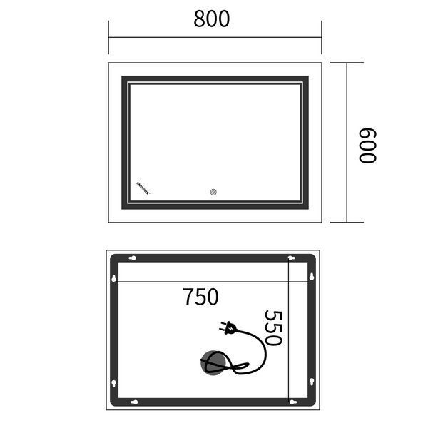 Дзеркало Mixxus Premium QUADRO MR20-80x60-REVERSE (LED Touch, Anti-fog, димер) (MP6619) MP6619 фото
