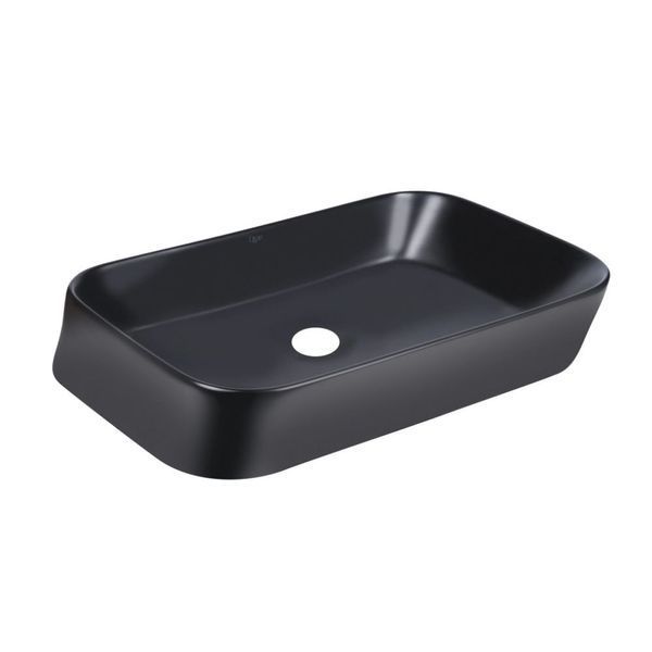 Комплект Qtap Scorpio: Раковина накладная прямоугольная 550х390х120 мм Matt Black + Донный клапан PU03 SD00053422 фото