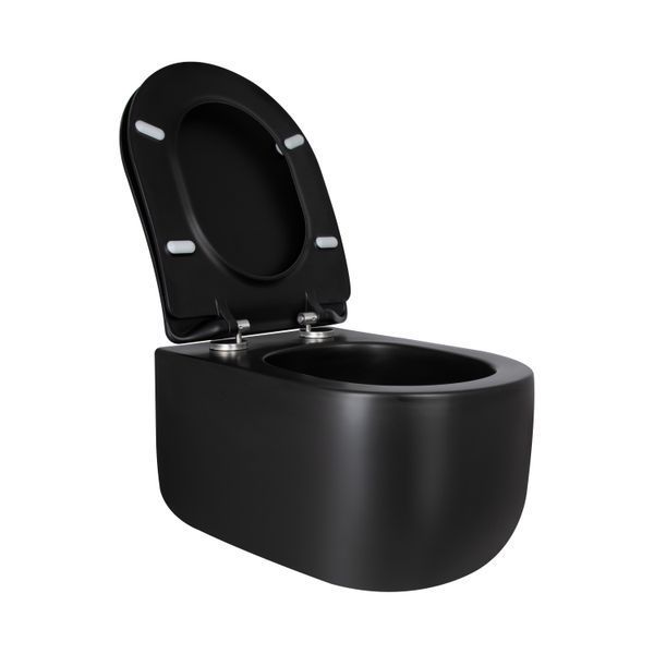 Унітаз підвісний Qtap Taurus безобідковий з сидінням Soft-close QT2433084EUQMB SD00051553 фото