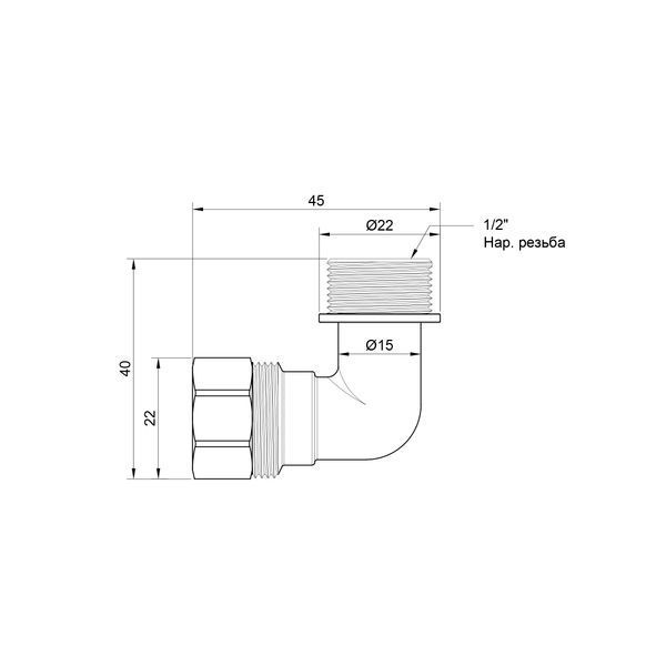Кут обтискний SD Plus 16х1/2" ЗР SD157W1615 SD00002725 фото