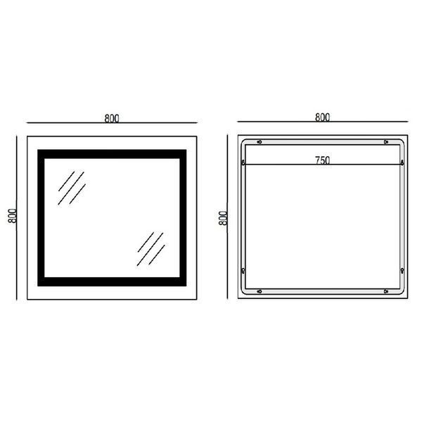 Дзеркало Mixxus WARM MR02-80x80 з LED Touch, Anti-fog, димером, регулюванням яскравості, годинником MI6934 фото