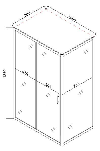 Душова кабіна Mixxus HARD SC01-100x80 без піддона, хром, 5мм скло, розсувні двері (MI6911) MI6911 фото