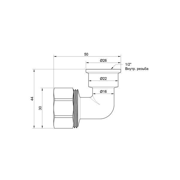 Кут обтискний SD Plus 20х1/2" ВР SD156W2015 SD00002728 фото