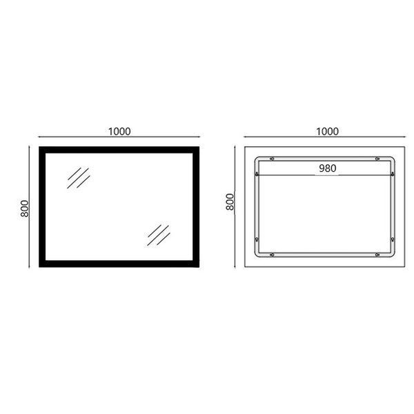 Дзеркало Mixxus FLAT MR04-100x80 з LED Touch, Anti-fog, димером, регулюванням яскравості, годинник MI6927 фото
