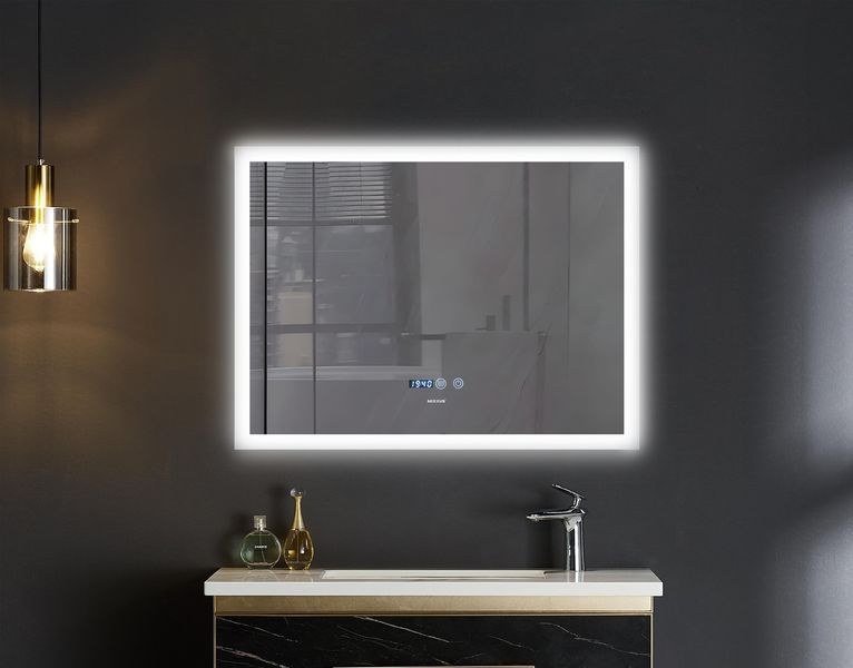 Дзеркало Mixxus FLAT MR04-100x80 з LED Touch, Anti-fog, димером, регулюванням яскравості, годинник MI6927 фото