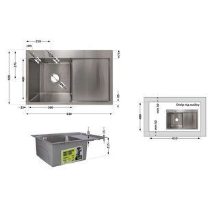 Мойка для кухни интегрированная Lidz Handmade H6350R крыло справа (LDH6350BRUR45587) Brushed Steel 3,0/1,0 мм SD00051711 фото