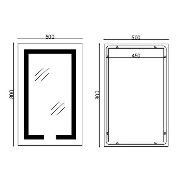 Дзеркало Mixxus HARD MR06-50x80-CASE із LED Touch, Anti-fog, димером, регулюванням яскравості, годинником (MI6657) MI6657 фото