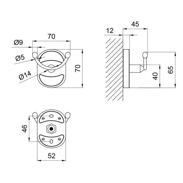 Гачок Lidz Oreo 0602 подвійний LDORE0602CRM22169 Chrome, для рушників, настінний, хромований SD00028266 фото