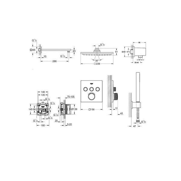 Душевая система Grohe SmartControl 34506SC2 с термостатом, скрытый монтаж, хром (34506SC2) 34506SC2 фото