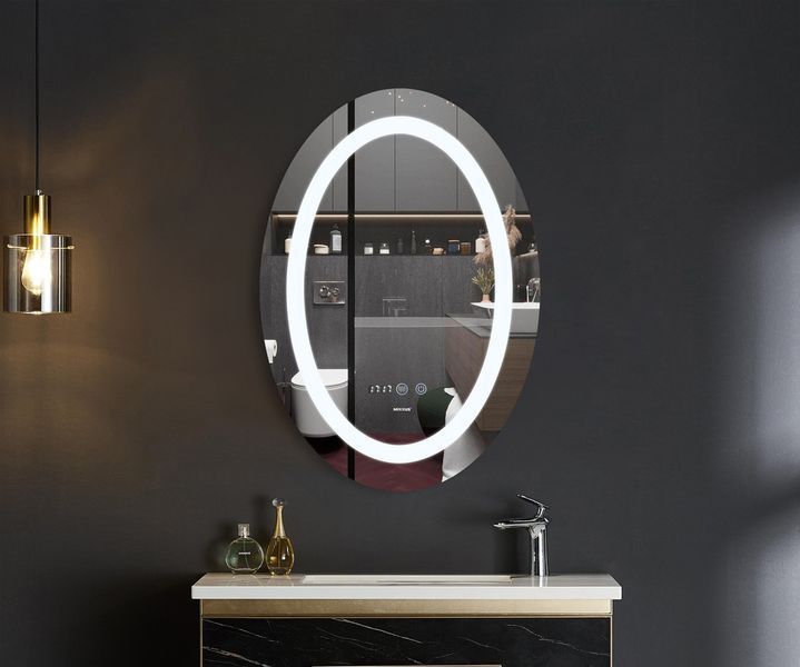 Дзеркало Mixxus PLAIN MV02-60x80 з LED Touch, Anti-fog, димером, регулюванням яскравості, годинником MI6933 фото