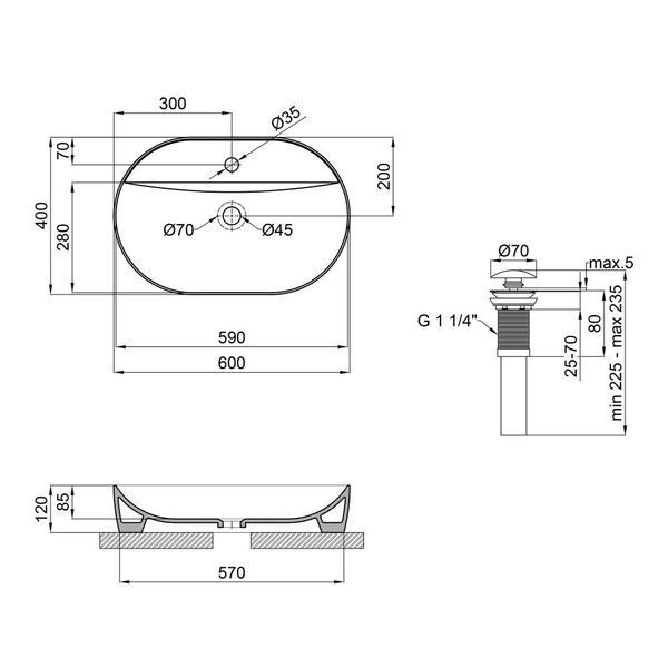 Комплект Qtap Scorpio: Раковина накладная овальная 610x400x120 мм White + Донный клапан PU02 SD00053439 фото